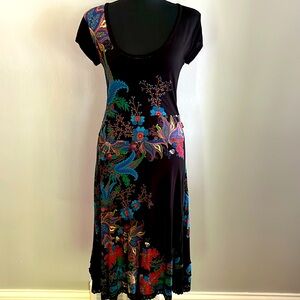 Desigual Black print t- shirt dress size large